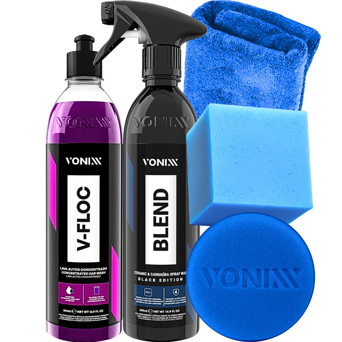 Blend Spray Black Edition Cera para Carro Preto Shampoo V-Floc Vonixx