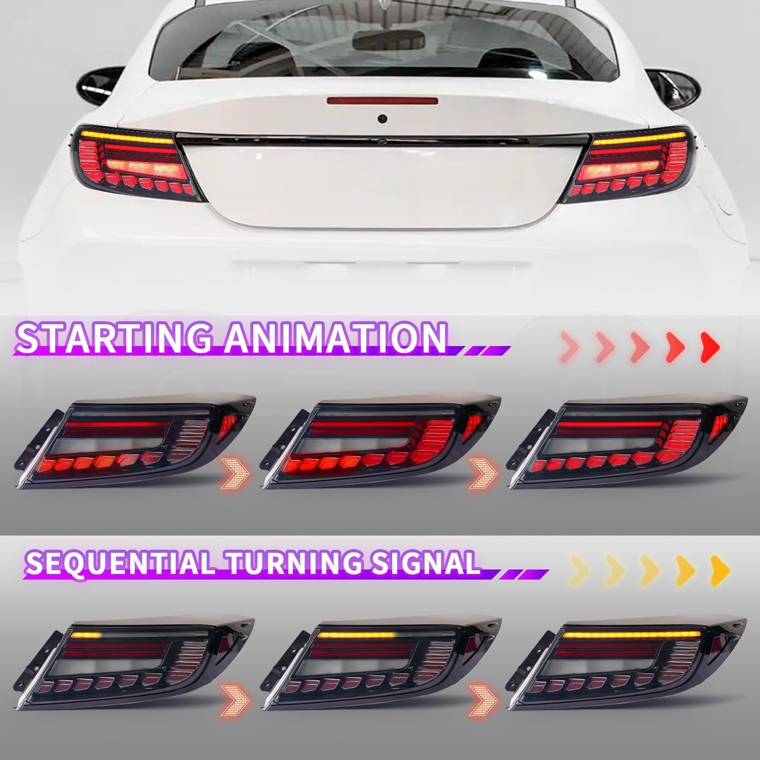 Tail Lights Assembly Compatible with 2021-2025 Toyota GR86 / Subaru BRZ 2nd Gen ZN8/ ZD8,Rear Lamps w/Start Up Animation & Sequential Turn Signals