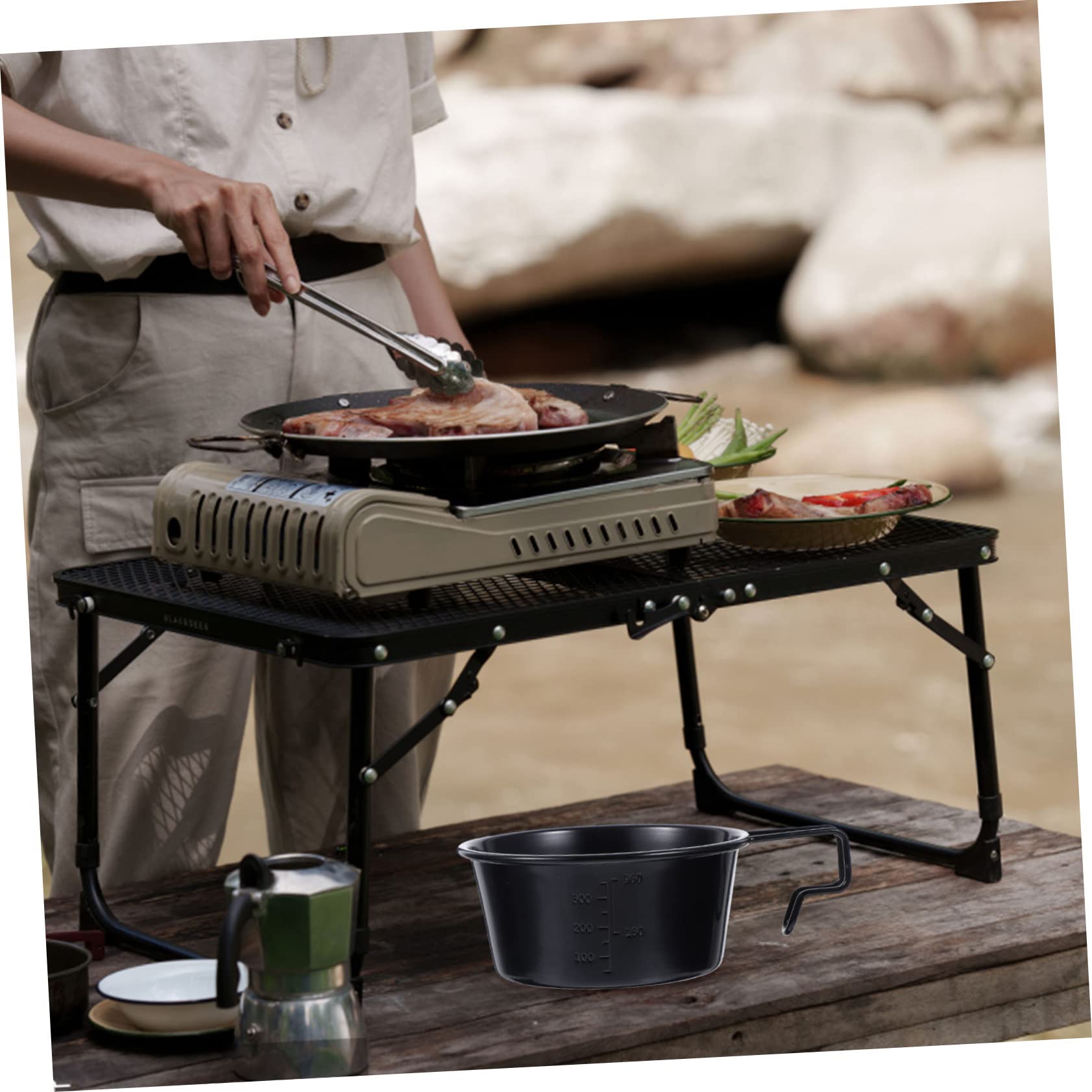 Toddmomy 2stücke Edelstahl Camping Schüssel Mit Griff Faltbare Kochschüssel Für Outdoor-aktivitäten Leicht Und Bruchsicher Für Camping Und Alltag Praktisches Zubehör Für