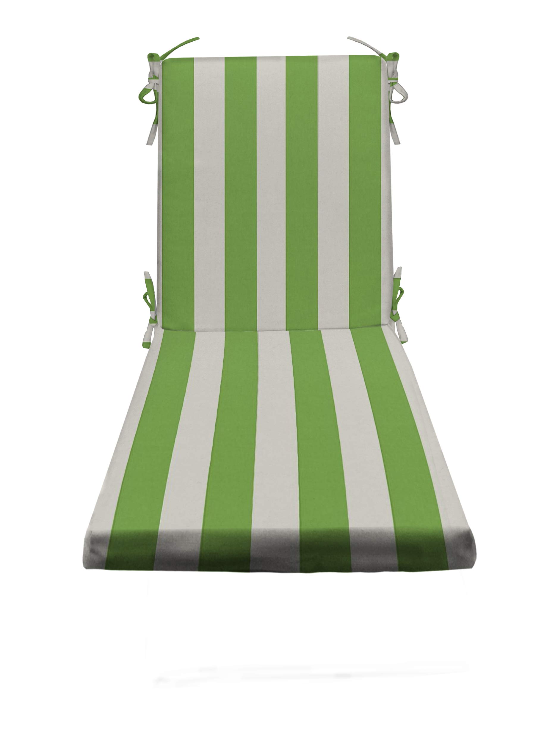 RSH DECOR: Foam Chaise Lounge Seat Cushion | 72” x 21” x 3” | All-Weather Spun Fabric | Water and Fade-Resistant | Outdoor Chair Cushion for Patio Furniture | Kiwi Green & White Stripe