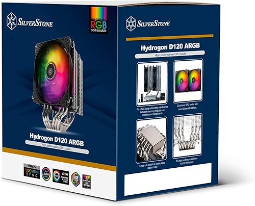 Miniatura 5 de SilverStone Technology Hydrogon D120 ARGB Enfriador de CPU de doble torre, HYD120-ARGB, ahora con soporte LGA1700