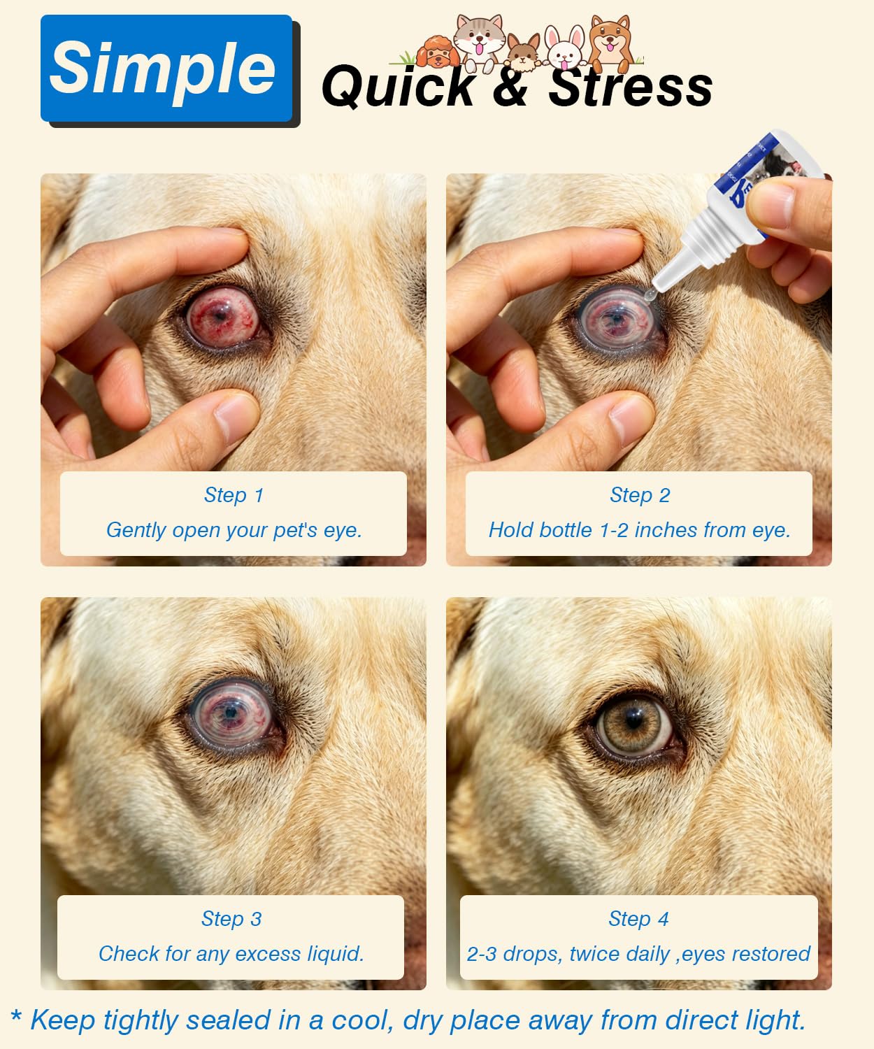 BiesmoCataract Drops for Dogs | Pet Dog Eye Drops for Relieving Eye Itching and Clean Tear Stains | Improving Clarity | All Natural Safe Pet Eye Health Care | Pet Tear Stain Removal — Amazon image 7
