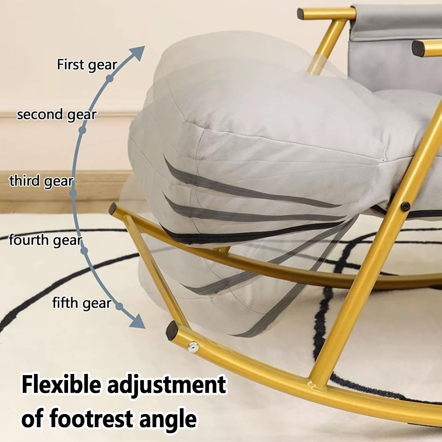 Comfortable Rocking Chair For Living Room,cushion Breathable Lounger For Bedroom,Modern Armrests Garden Rocking Chair With Legrest, Adjustable Backrest,With Side Pockets,Anti-tipping Design.