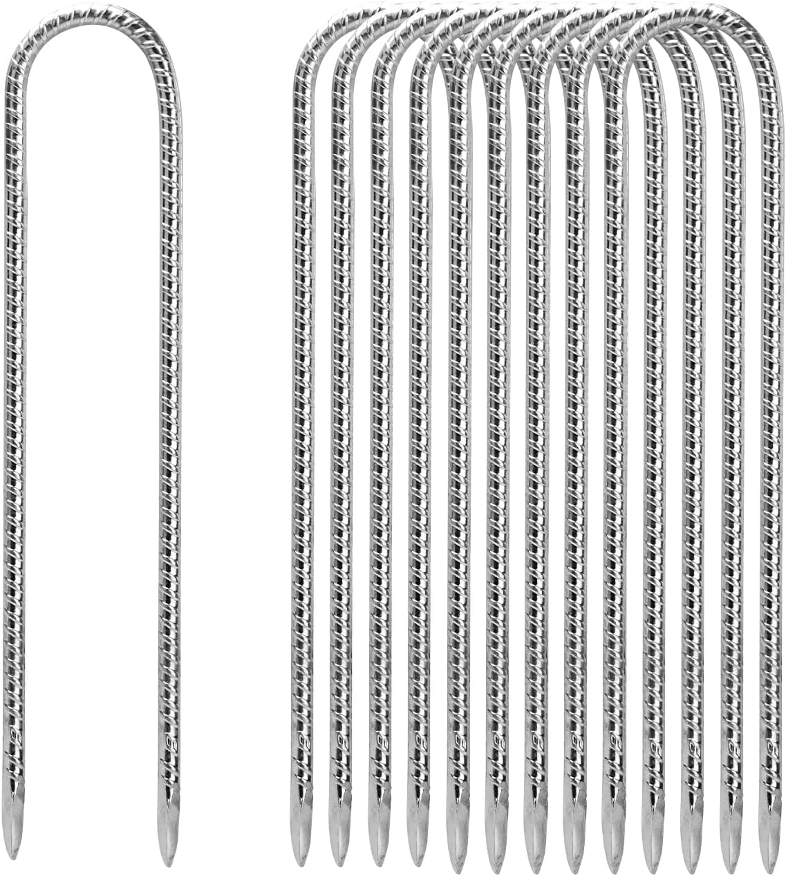 12 Inch U Hook Rebar Stakes, TCHOSUZ 10 Pack Heavy Duty Galvanized Ground Anchors, Q235 Carbon Steel Fence Stakes for Securing Tents Fix Fence Traps Wedding Decoration Artificial Turf