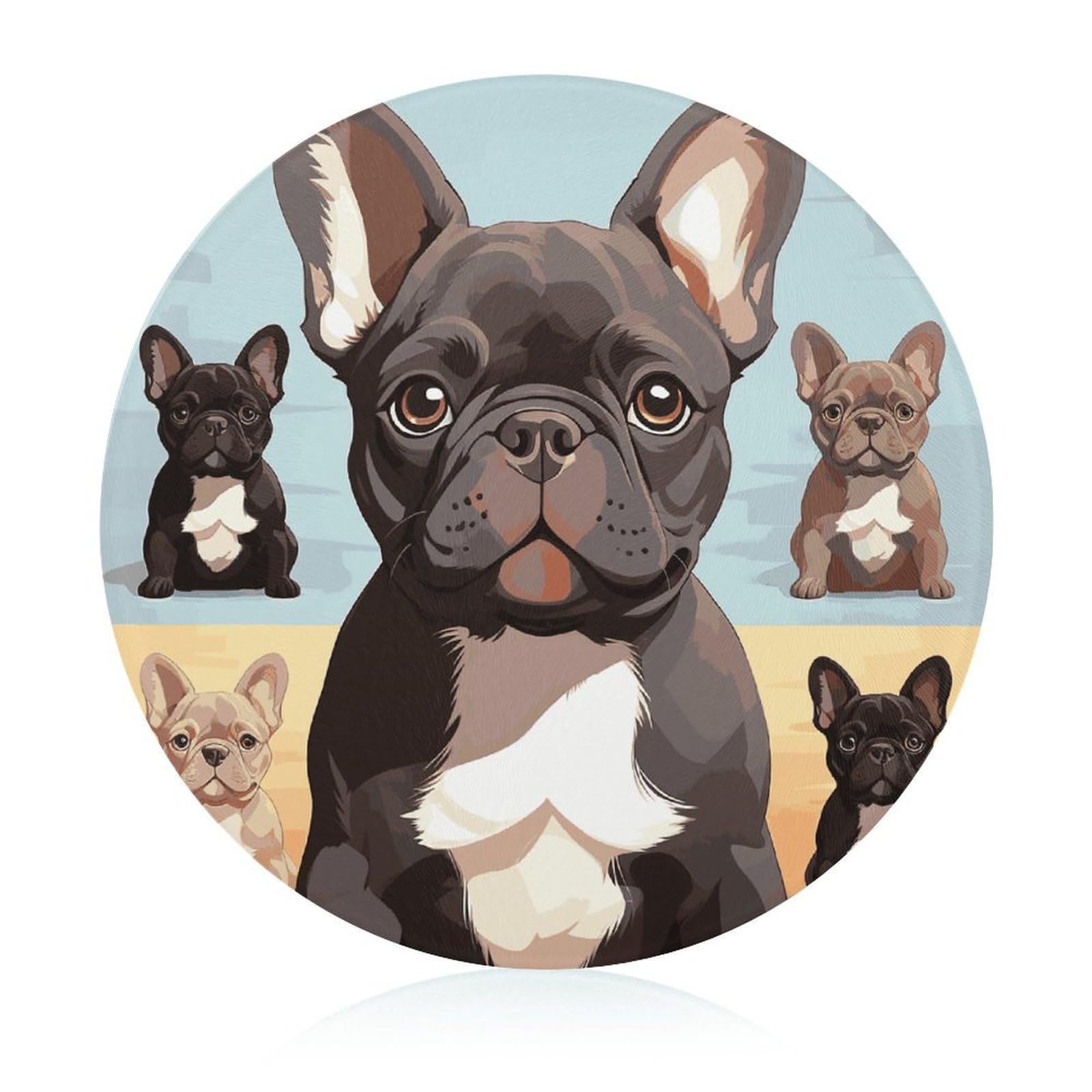 Planche à découper en verre hygiénique anti-rayure bouledogue