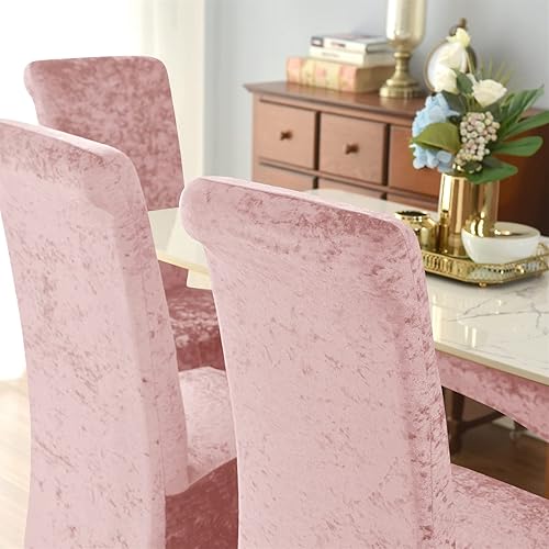 Miniatura 10 de Fundas elásticas para sillas grandes, con respaldo alto, de terciopelo aplastado, extraíble, protector de silla para comedor o decoración del hogar