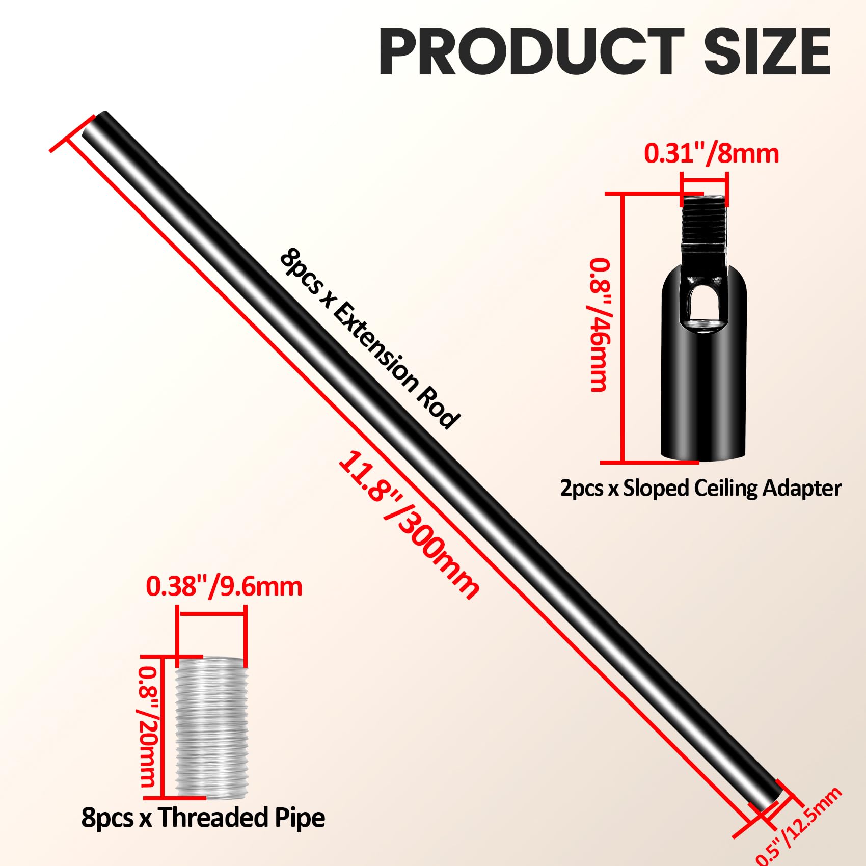 Thread Rod Extender Snapklik.com : Antrader M10 Threaded Extension Rod 8pcs Lighting ...
