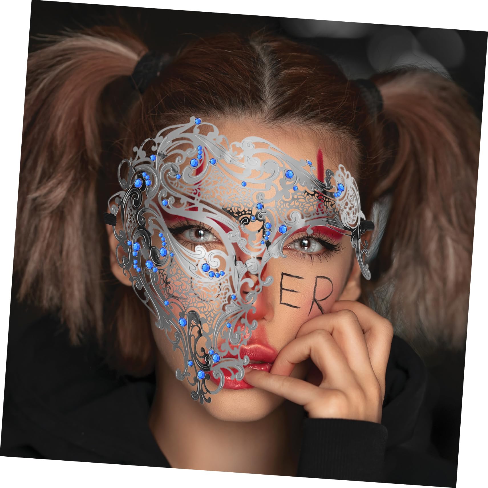 LIFKOME Masque De Diamant En Métal Accessoires De Bal Soirée De Danses Masque D'halloween Portatif Masques D'halloween Fête De Mascarade Masque De Fête Délicat Masque Noir Golden
