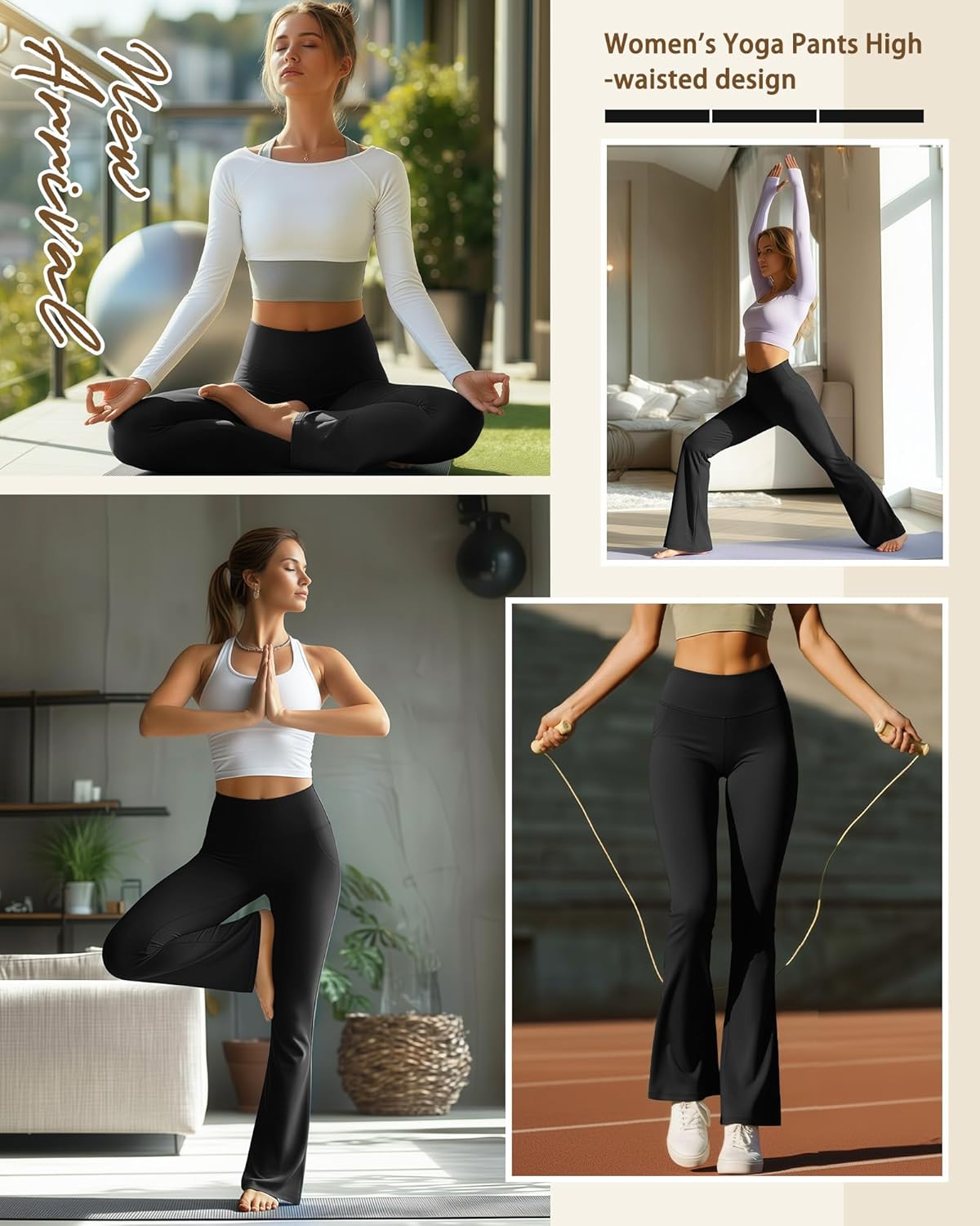 3 Pack Women's Flare Leggings Yoga Pants Workout Bootcut Yoga Pant High Waisted Wide Leg Casual Bell Bottoms - Image 2