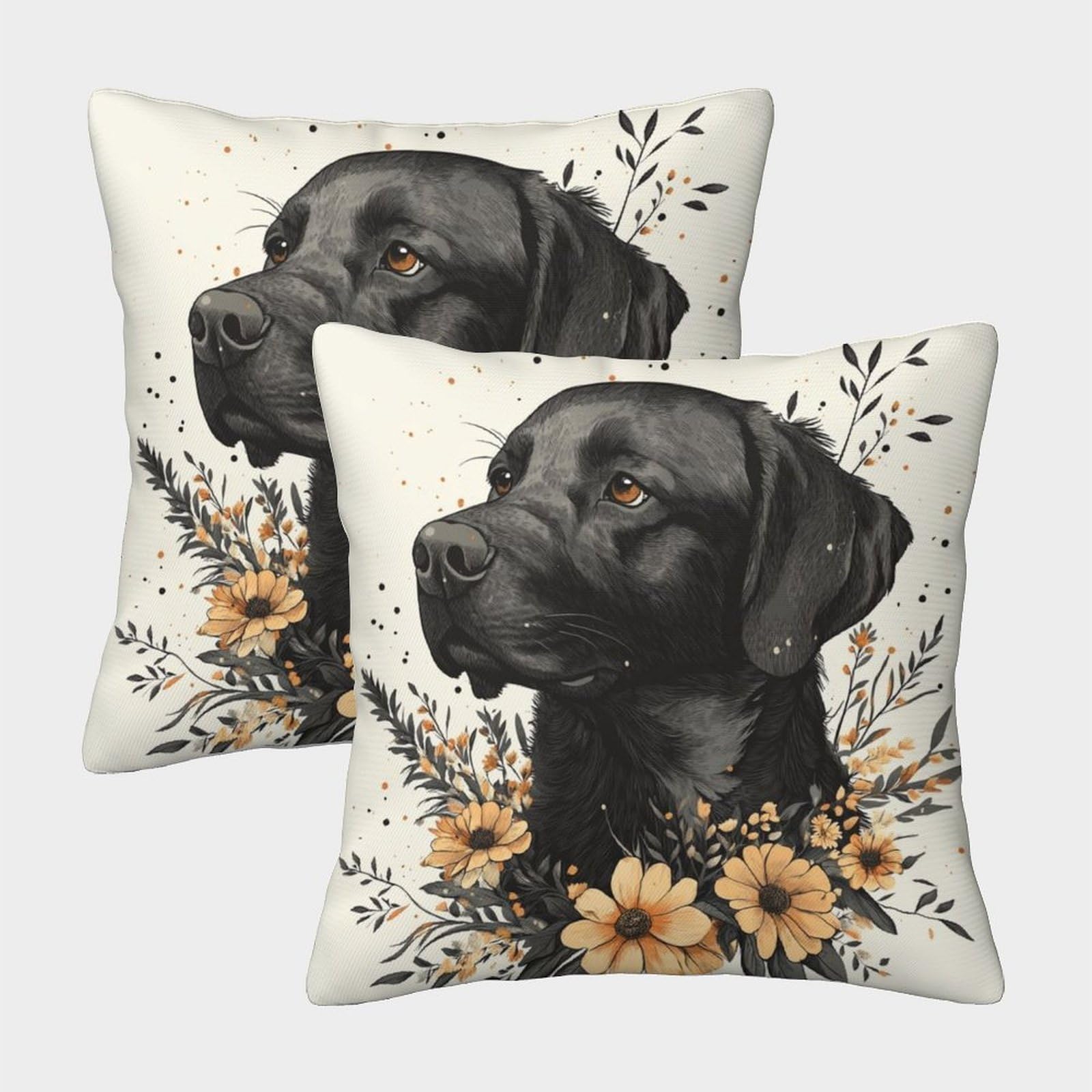 PHQAZWSXE Labrador Retriever Pillow Cases Set of 2 Cozy Pillowcases Animal Cushion Cover with Zipper Decor Couch Living Room 40x40cm