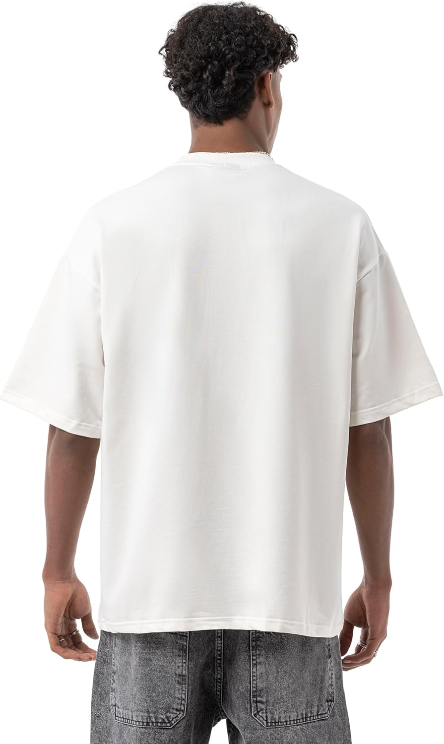 Redbridge By Maksim Maglietta Oversize Uomo Con Stampa 'Middle Finger' – Streetwear Ribelle, Misto Cotone, Beige/nero/grigio