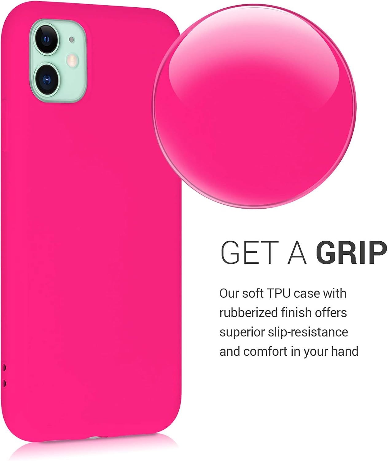 kwmobile Case Compatible with Apple iPhone 11 Case - Slim Protective TPU Silicone Phone Cover - Neon Pink