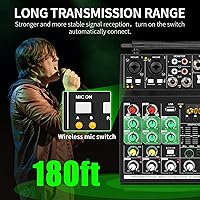 Vista 2 de XTUGA BT4 - Mezclador de karaoke con micrófono inalámbrico, mezclador de audio de 4 canales, consola de tablero de sonido, MP3, Bluetooth, 48V