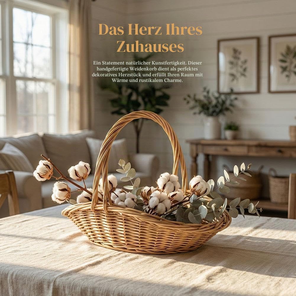 Rattan-Gartenkörbe mit Griff, Mini-Picknickkorb, Mehrzweck-Erntekorb, tragbarer handgewebter Weidenkorb, gewebte Körbe für Gemüse, Obst, 29 cm