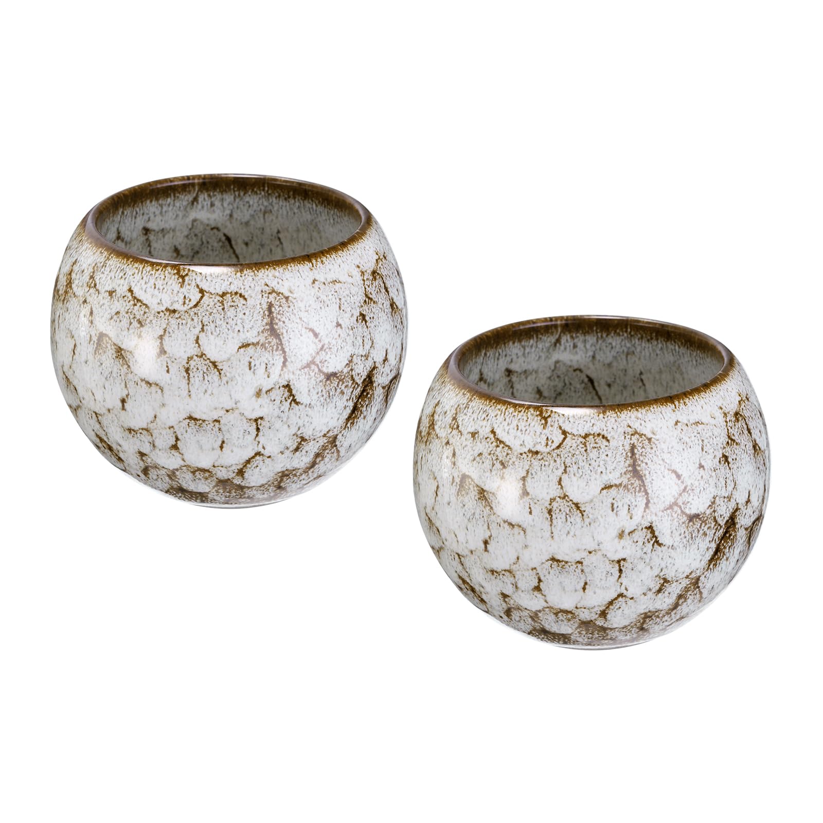 QUARKZMAN 2pz Tazze Tè Cinesi Giapponesi Ceramica 5,07 oz Set Tè Gong Fu Fare a Mano Smaltato Ceramica Senza Manico Piccola Tazza Tè per Tè Mate Caffè Vino Bevande Casa e Regali, Beige