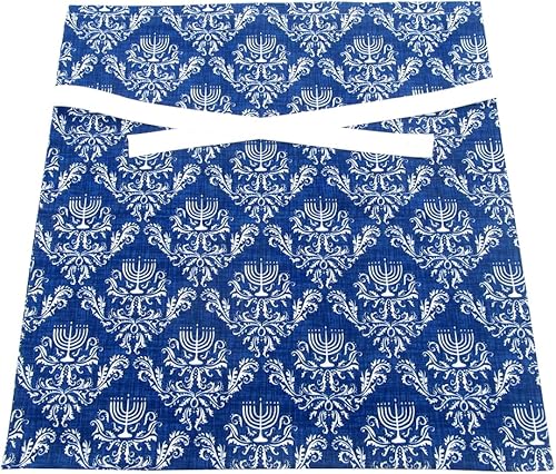 Miniatura 4 de VZWraps Bolsa de regalo reutilizable de Hanukkah (mediana de 17 pulgadas de ancho por 18 pulgadas de alto, azul y blanco)