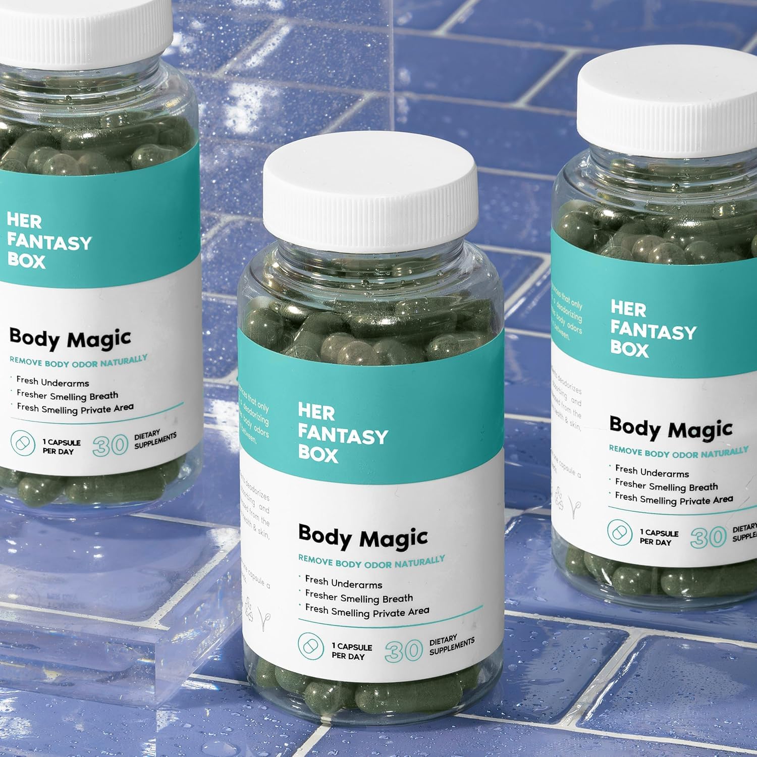 Her Fantasy Box | Body Magic Chlorophyll Capsules - 30 Vegan Capsules for Detox, Digestion, Gut Health, Skin Support, and Oily Skin - Natural Energy Booster