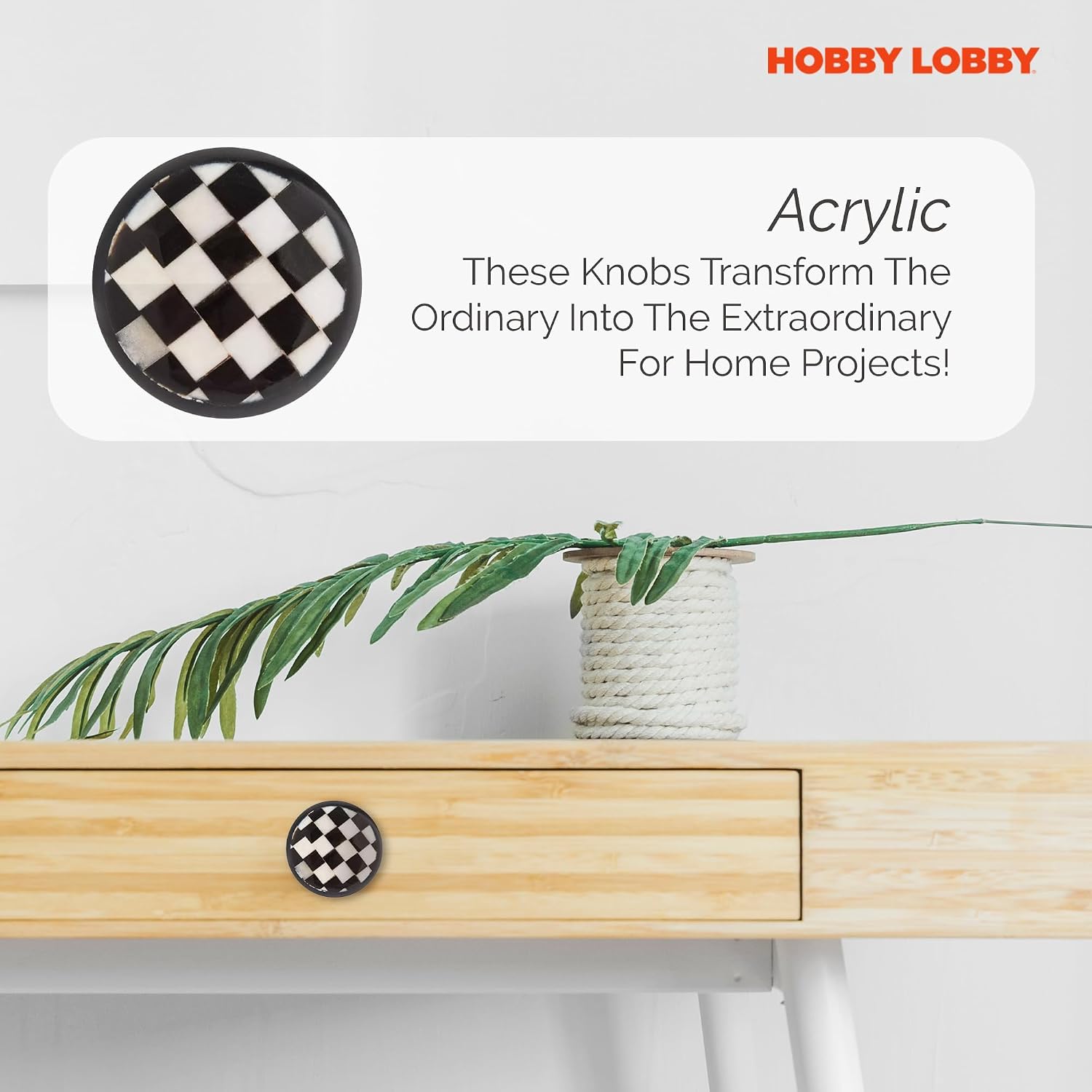Black and White Checkerboard Round Knob, Dresser Hardware, Set of 2 image 2