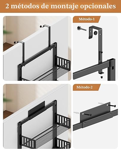 Miniatura 5 de Organizador de Despensa de 8 Niveles Sobre la Puerta, Estante Grande de Metal para Especias en Puerta con Canasta Ajustable, 2 en 1 Montaje en Pared