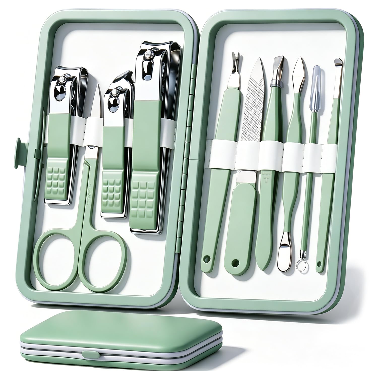 HANTEKAS Ensemble de manucure 10 en 1 en acier inoxydable