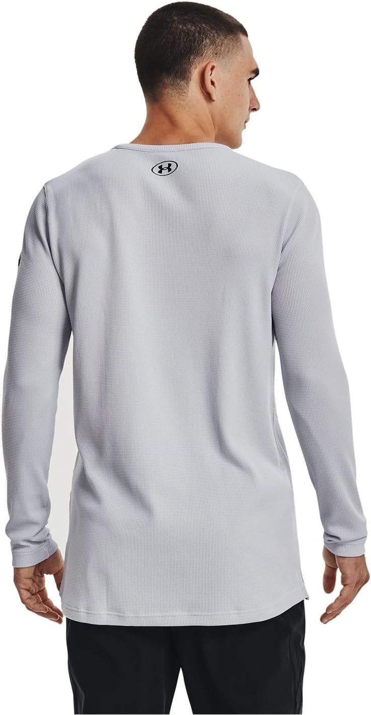 Under Armour Men's Project Rock Waffle Crew Shirt Long Sleeve Top 1367095 (US, Alpha, Small, Regular, Regular, Halo Gray/Black - 014)
