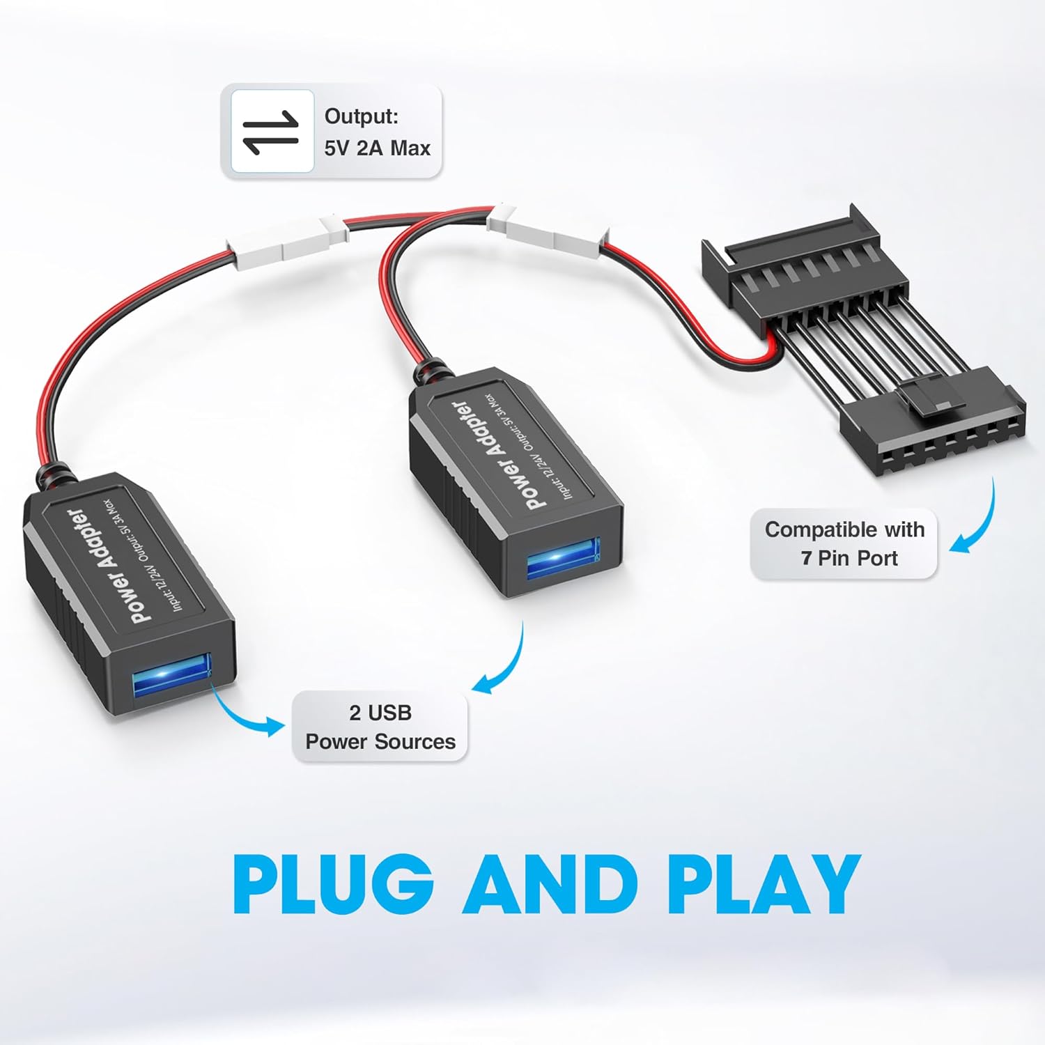 DashCam Power Adapter,(7P Type B)Fit Select Chevy/Ford/Honda/Lexus/Mitsubishi/Nissan/Toyota/Subaru,Connect to Auto-Dimming Rearview Mirror,Power Adapter Charging Cable for GPS Dash Cam Mirror Camera