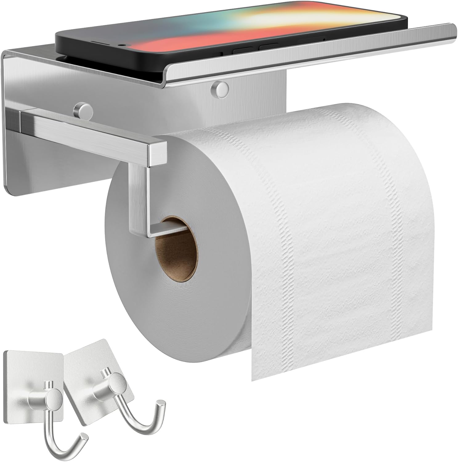 Chrome Toilet Roll Holder WallMounted Toilet Roll Holder Self Adhesive, Toilet Paper Holder