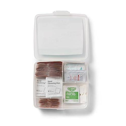 Miniatura 3 de Curad Kit compacto de primeros auxilios con medicina de venta libre todo propósito vendajes de tela flexible y mariposa ungüento antibiótico toallas