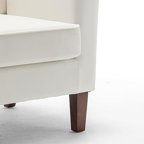 Miniatura 43 de Container Furniture Direct Silla de brazo contemporánea con marco de madera de abedul y tapicería de terciopelo, sillón para decoración de oficina y