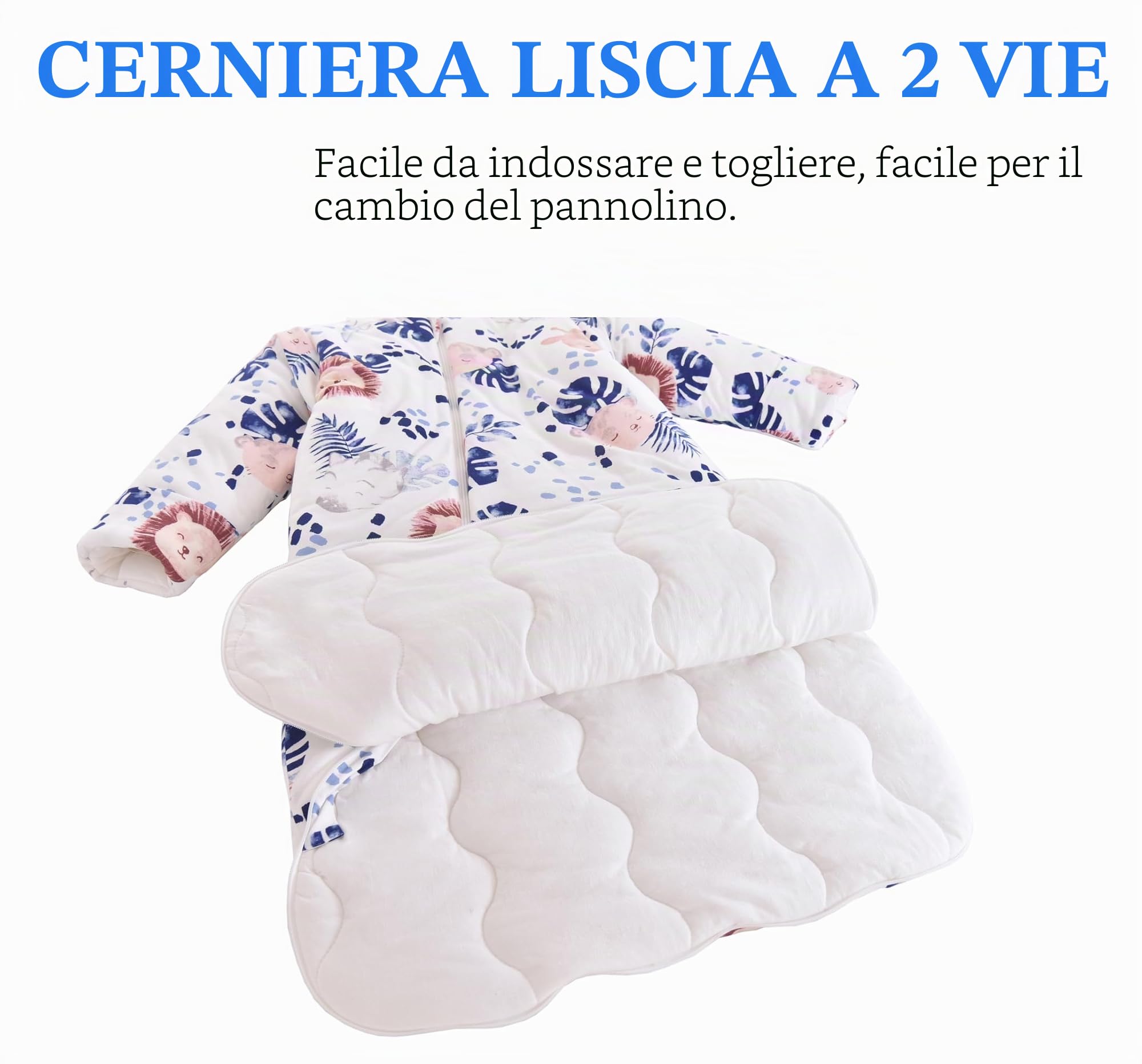 Chilsuessy Sacco nanna invernale 3,5 Tog, per bambini, caldo, per ragazzi e ragazze, neonati, giungla leone, 3,5 tog, M (75-90 cm)