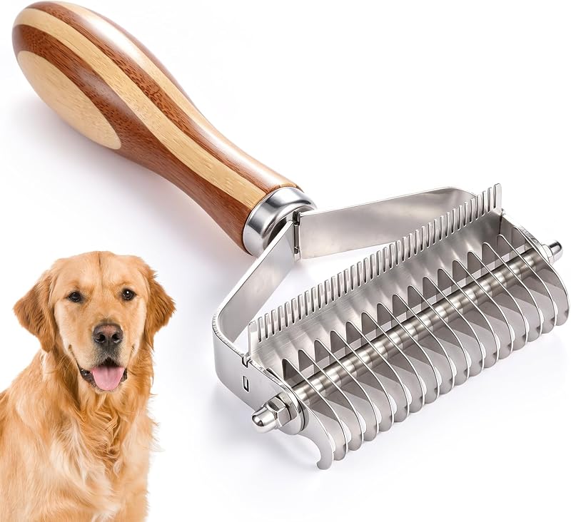 Dog Brush for Shedding & Dematting, Undercoat Rake for Long & Short Hair