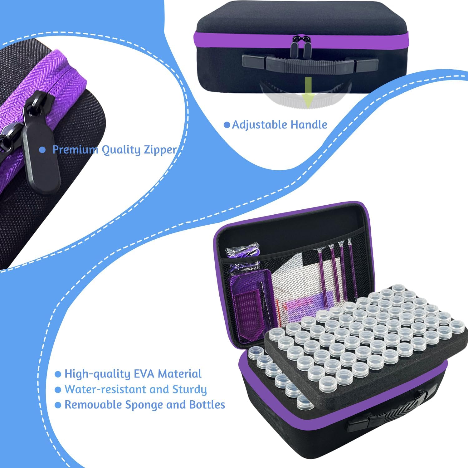 Diamond Painting Storage Containers, 120 Slots Diamond Art Accessories and Tools Kits Storage Box(Black)