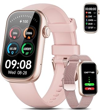LIGE Smart Watches for Women Answer/Make Call 1.47 Touch Screen Fitness Tracker,Sleep Tracker/Calories Burned/ IP68 Waterproof 111 Sport Modes Pedometer for Android iOS,Rose