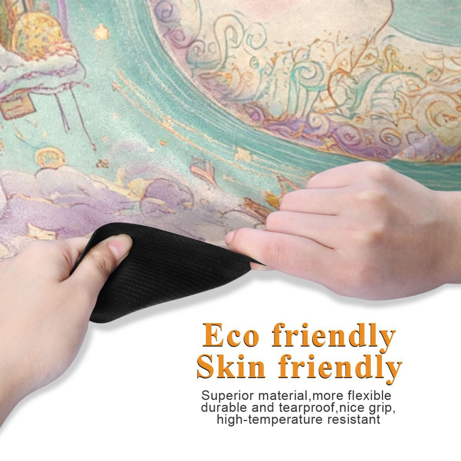 Aesthetic Boho Moon Dreamy Circus printed yoga matt Thick 1 mm for home non slip, with carrying bag tapete para ejercicio 71x26 inches