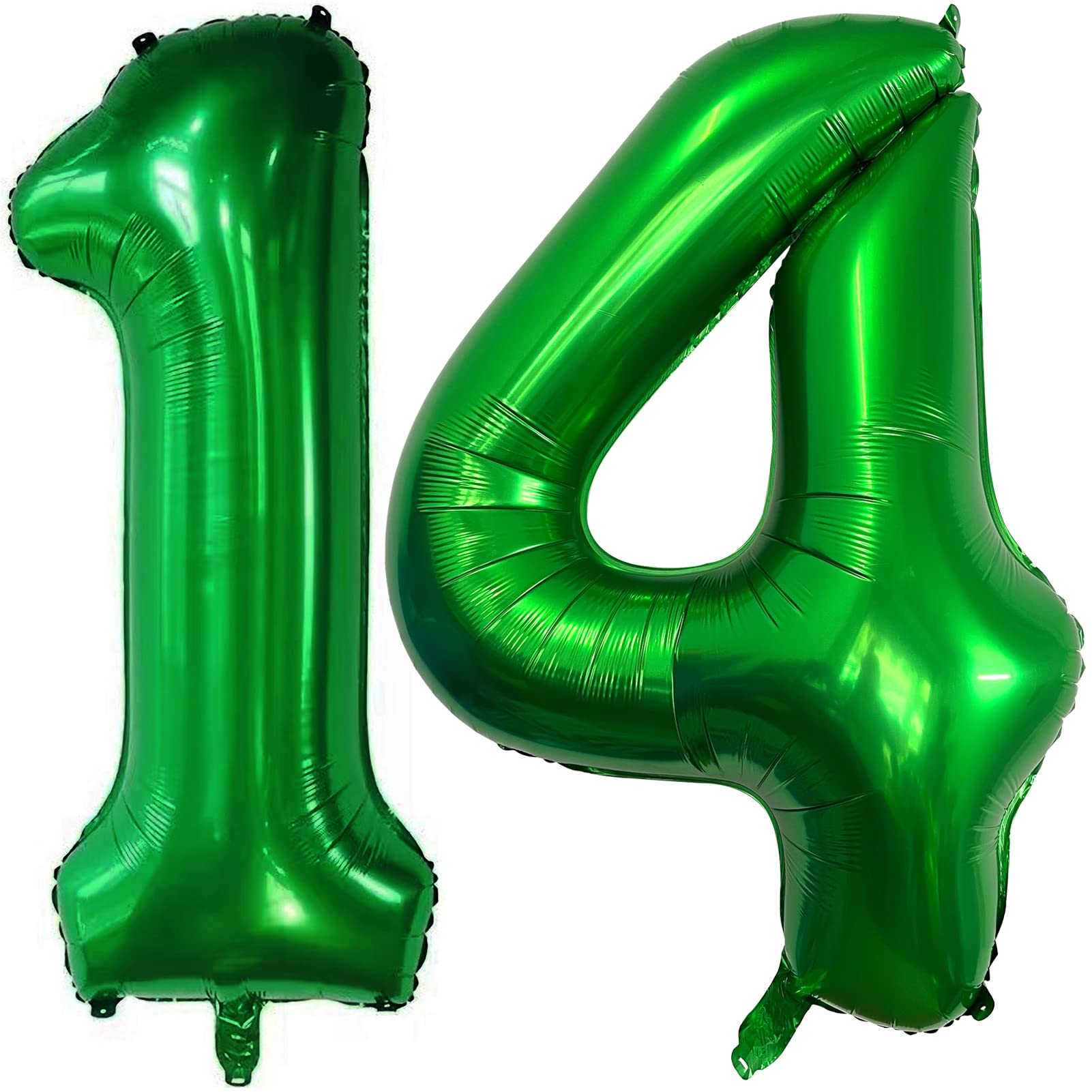 Number 14 Dark Green Balloons 40 Inch Giant Green 14 Numer Foil Helium Balloons for 14th Green Birthday Party Supplies 41st Anniversary Events Decorations