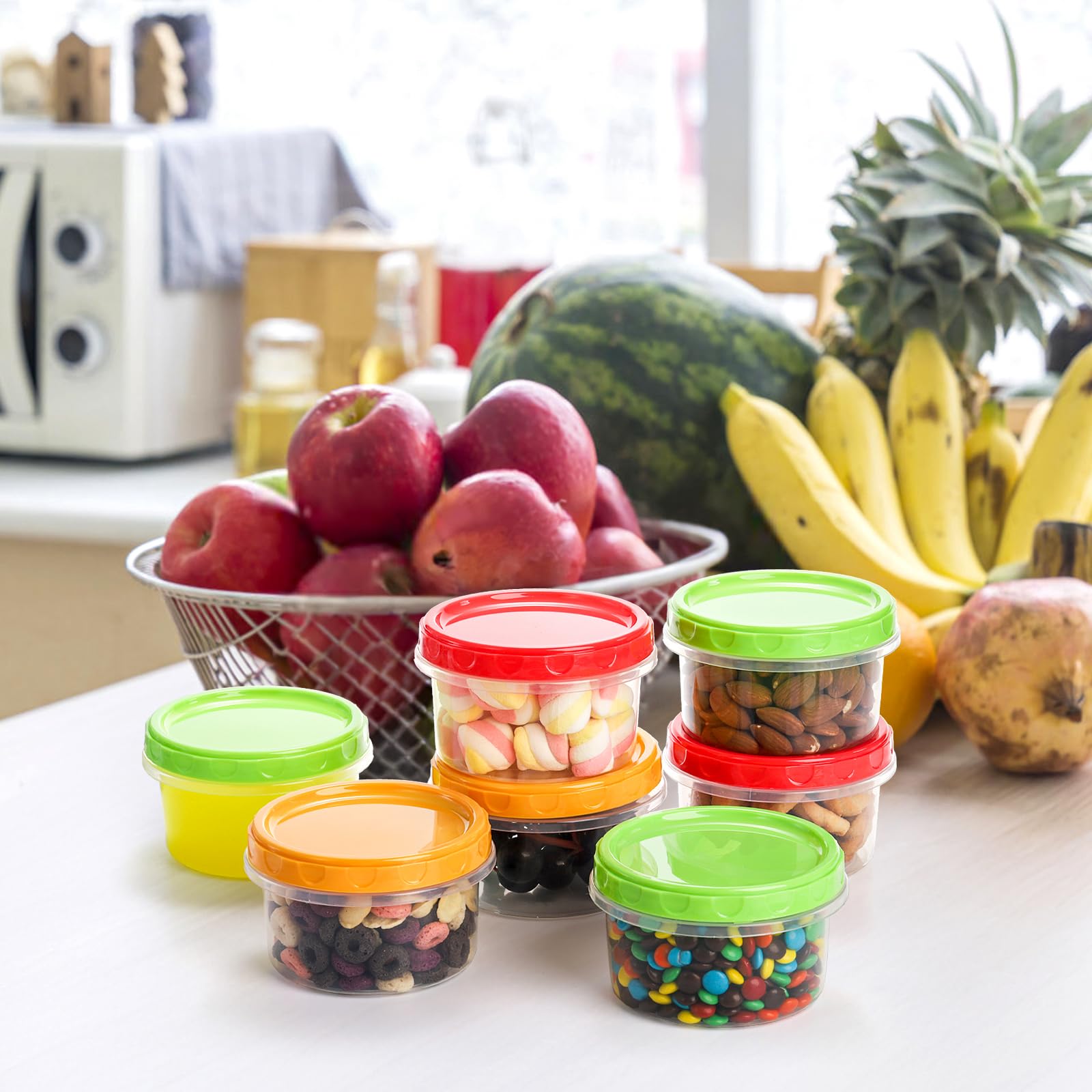 Elsjoy 36 Stück 250ML Frischhaltedosen mit Deckel, Wiederverwendbar Kleiner Lebensmittelbehälter Drehverschluss Kunststoff Auslaufsicher für Feinkostläden, Gefrier- und Spülmaschinenfest, BPA-Frei