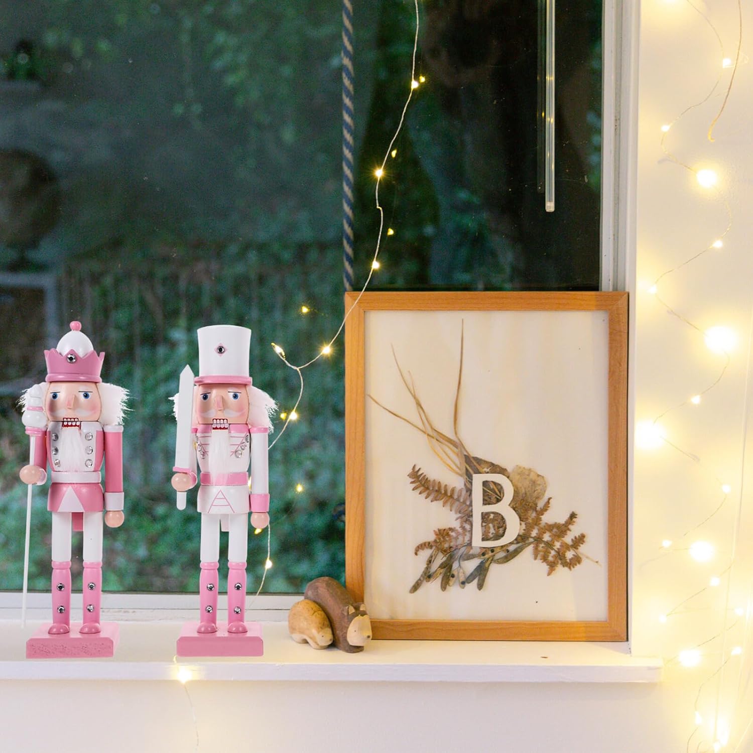 BESPORTBLE 4pcs Christmas Nutcracker Decor Wooden Nutcracker Puppets 24cm Pink Tabletop Ornaments Set for Holiday Xmas Party Decorations