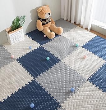 12''x12'' EVA Foam Puzzle Play Mat,5 Pack Interlocking Floor Tiles for Home Gym,Bedroom Crawling Mats Non-Slip Interlocking Carpet Soft Area Rug (Orange,0.47'' Thick)