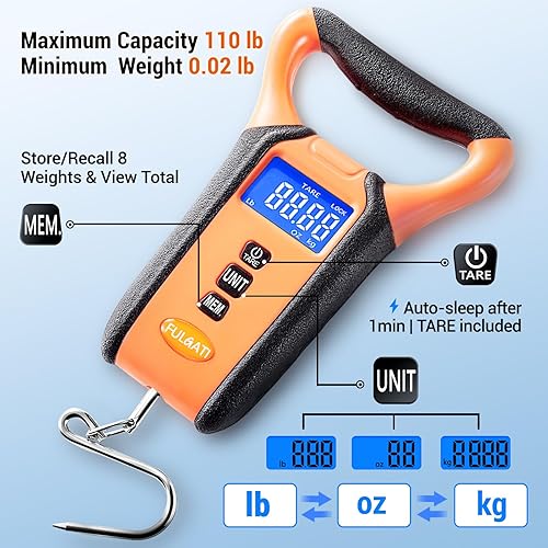 Miniatura 4 de Báscula de pesca digital impermeable con pinza para labios, báscula de pesaje de peces con pantalla LCD, almacenamiento de memoria y sumación, funda