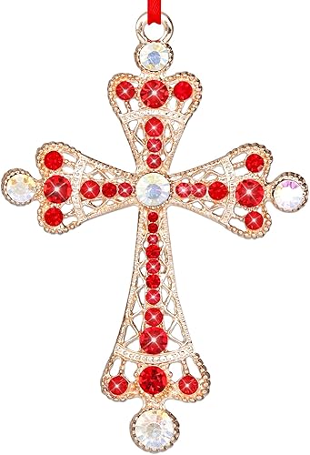 Miniatura 8 de WhatSign Cruz de Navidad de metal, adornos de Navidad cristiana, adorno de cruz sagrada para árbol de Navidad, cruz religiosa, adorno de árbol de