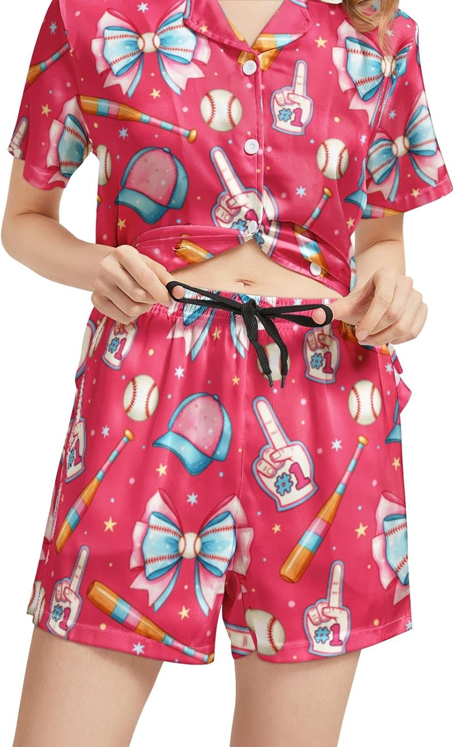 Pajamas for Women Set Silk Satin Sleepwear Button Down Short Sleeve Top and Shorts Loungewear 2 Piece Pj Sets - Image 7