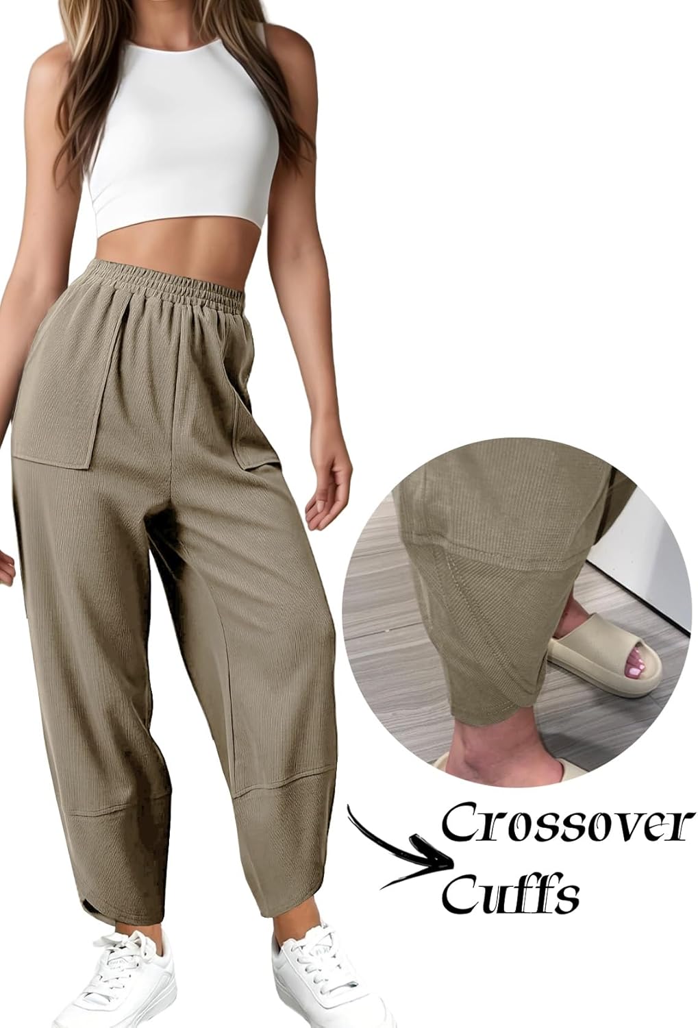 niyokki Wide Leg Palazzo Beach Pants for Women Lounge Baggy Comfy Harem Pants Elastic Waist Casual Streetwear with Pockets - Image 5