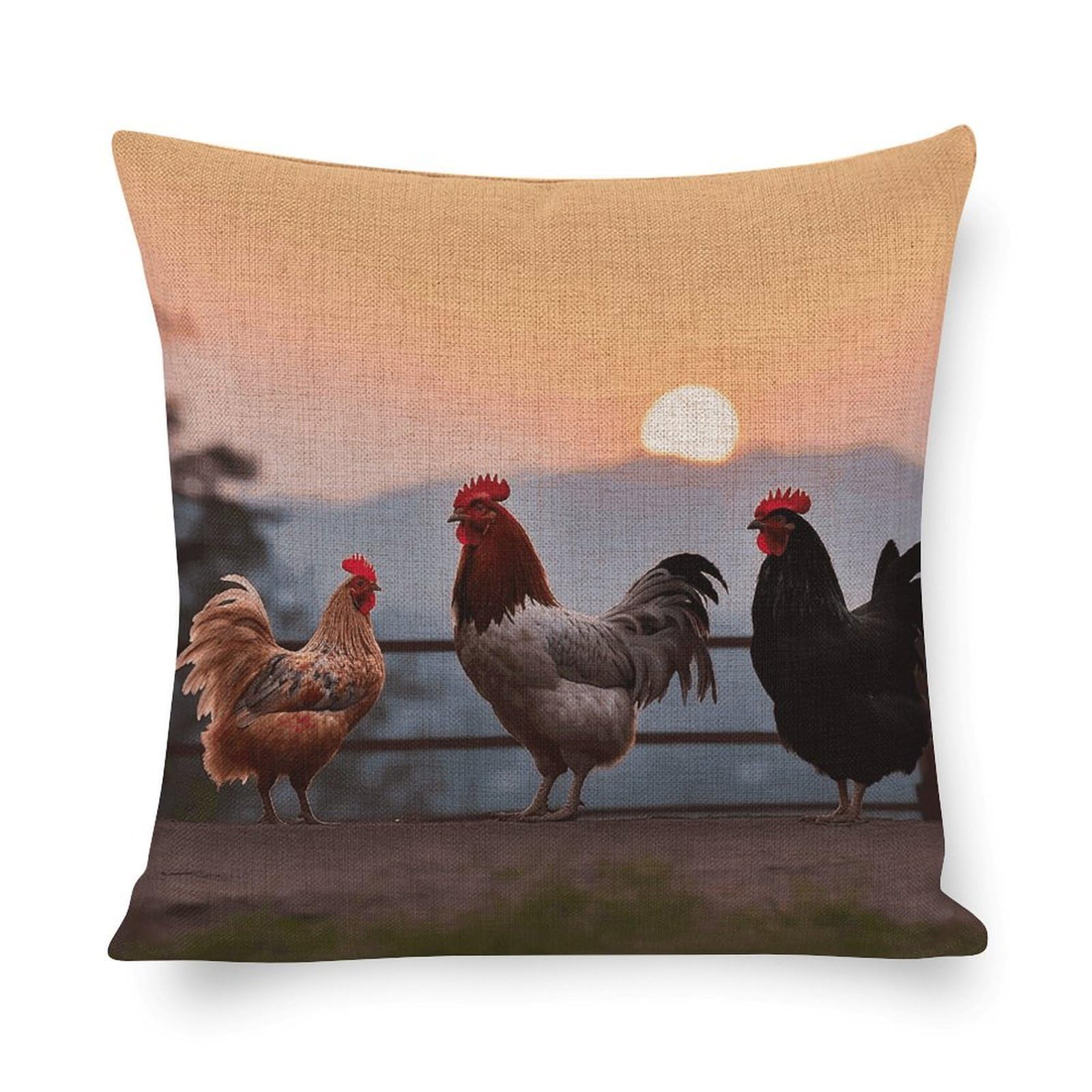Housse de coussin poules taie d'oreiller lit canapé salon décoration