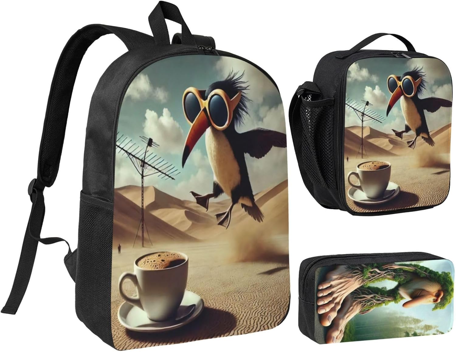 Dyale Adjustable Rucksack Lunch Bag Pencil Case Tralalero Tralala Backpacks 3pcs Set Primary Secondary Daypacks Work Laptop Bookbags Daily Gifts