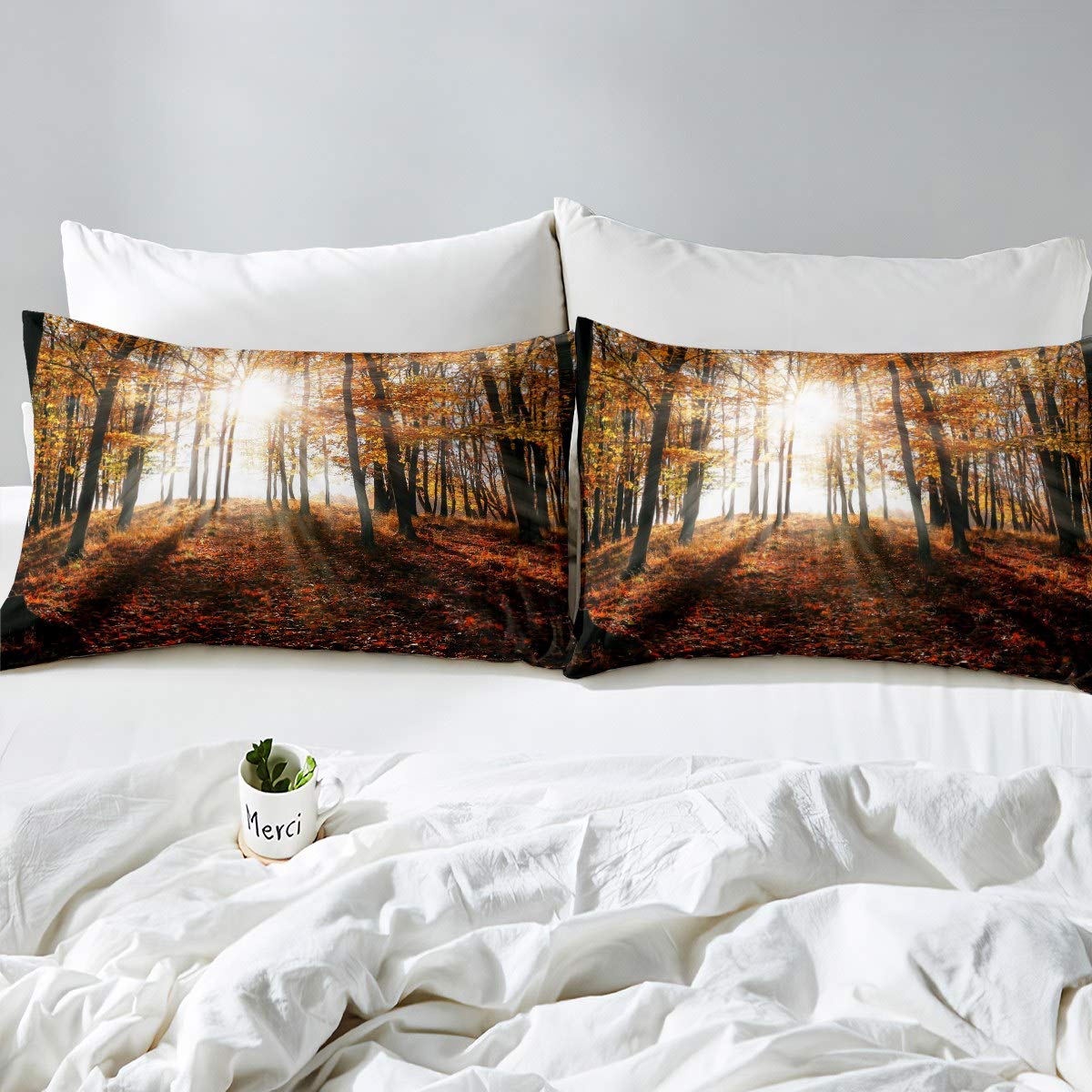 Set Copripiumino 3 Pezzi Con Alberi Della Foresta - Microfibra Morbida Per Letto Singolo, Matrimoniale, King Size - 4