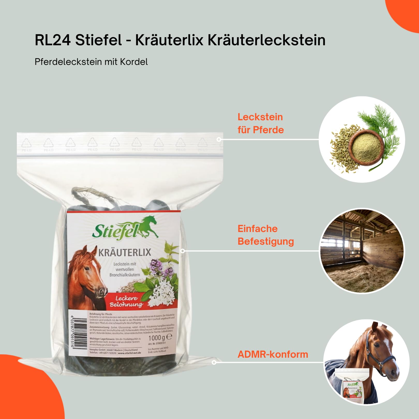 RL24 Stiefel - Kräuterlix Kräuterleckstein – 2 x 1000 g Tüte (2er Set)