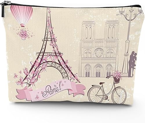 jarenap Bolsa de maquillaje de lino impermeable 20232023 bolsa de cosméticos de viaje de lino caja de lápices para niñas 9 x 7 pulgadas Rosa_6