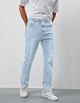 Mens Elastic Waist Jeans Relaxed Fit Stretch Denim Classic 5-Pocket Straight Leg Jean Pant