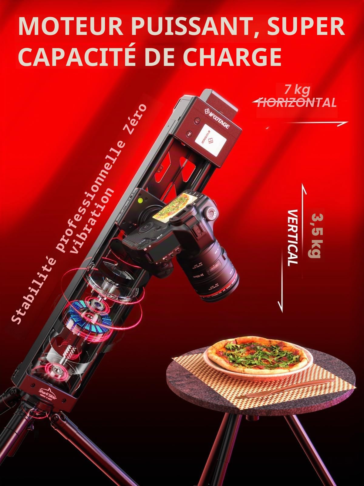 IFOOTAGE Shark Slider Nano II-660, Slider Motorisé 66cm pour Caméra et Téléphone, avec Suivi d'Objet, 6 Modes de Shoots (Vidéo, Timelapse, Animation)