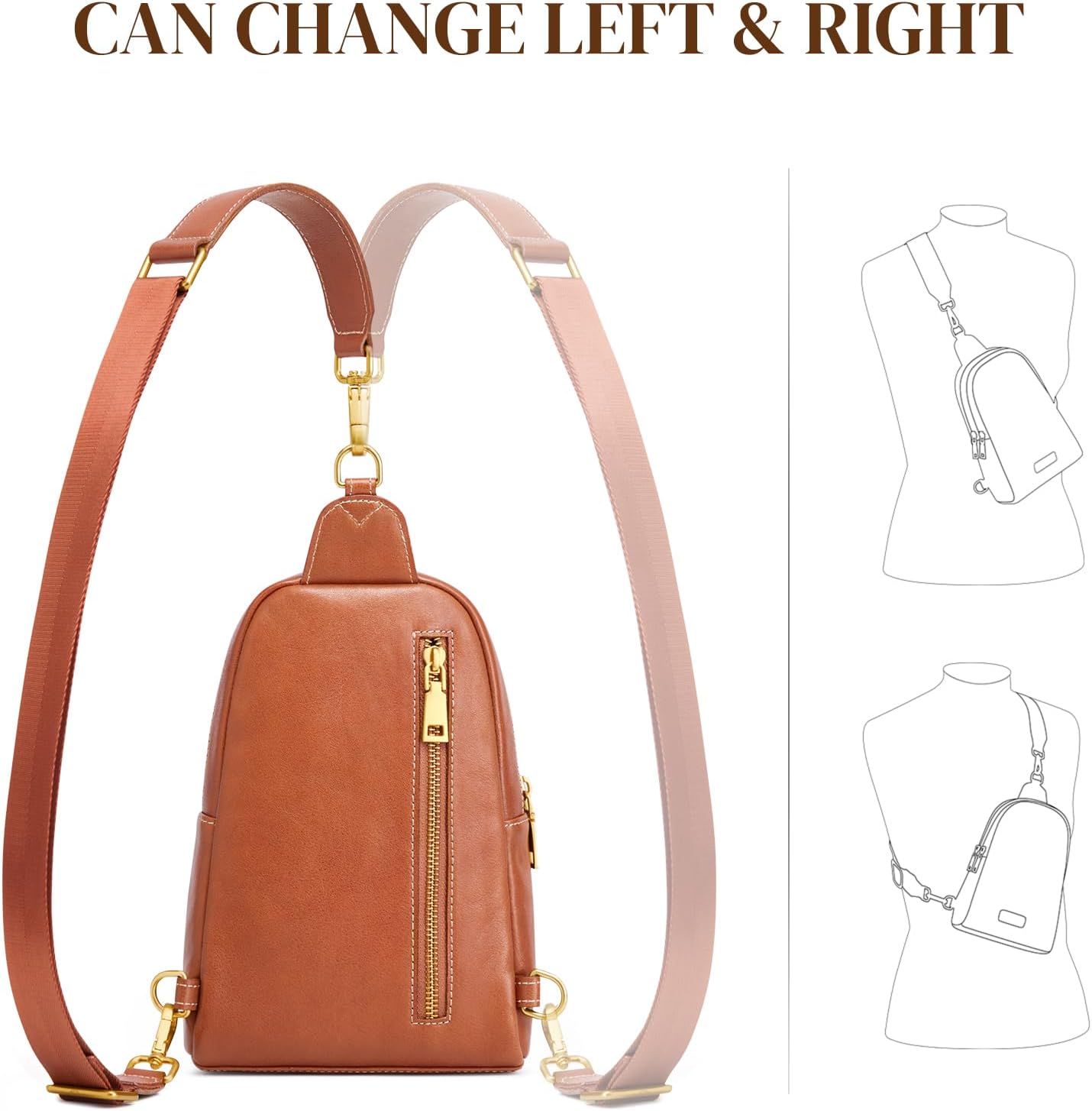 S-ZONE Leather Crossbody Bags for Women Sling Bag RFID Anti Theft Shoulder Purse Fanny Pack | Leather, RFID Anti Theft - Image 6